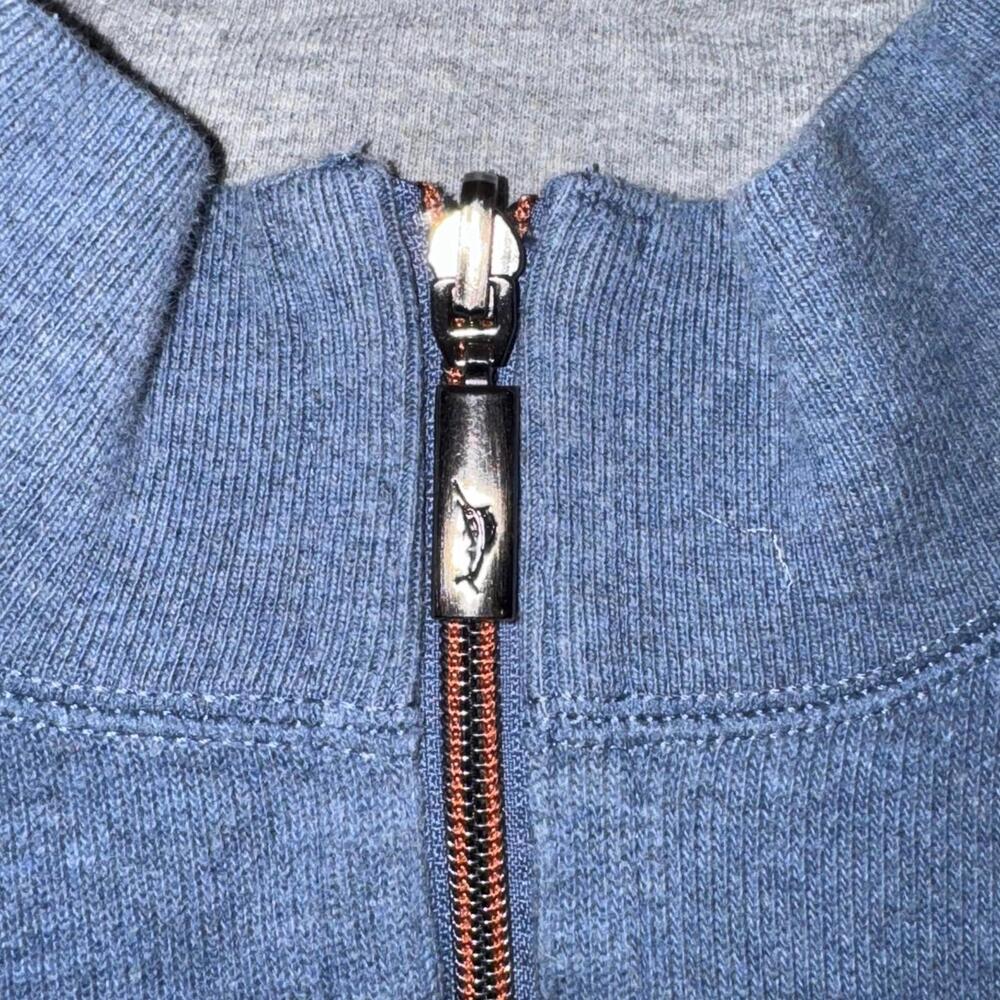 Tommy Bahama Reversible 1/4 Zip 100% Cotton Sweater Mens Blue Coastal Resort - Picture 2 of 9